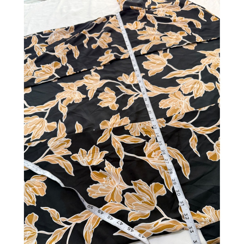 Maison Du Soir Kimono Maxi Robe Black Gold Floral Leaf Loungewear Resort L/XL - Picture 6 of 8